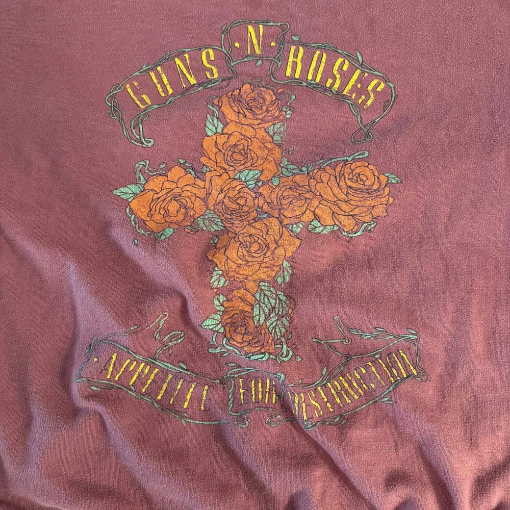 Guns N Roses Appetite for Destruction Graphic Sweatshirt Maroon Womens Medium - Picture 2 of 13